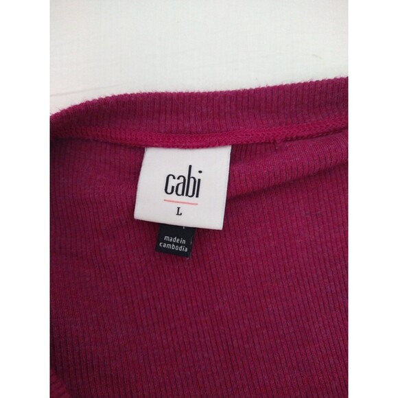 Cabi Women's Long Sleeve Sz L Red Burgundy T-shirt Tee V-neck - Picture 7 of 8